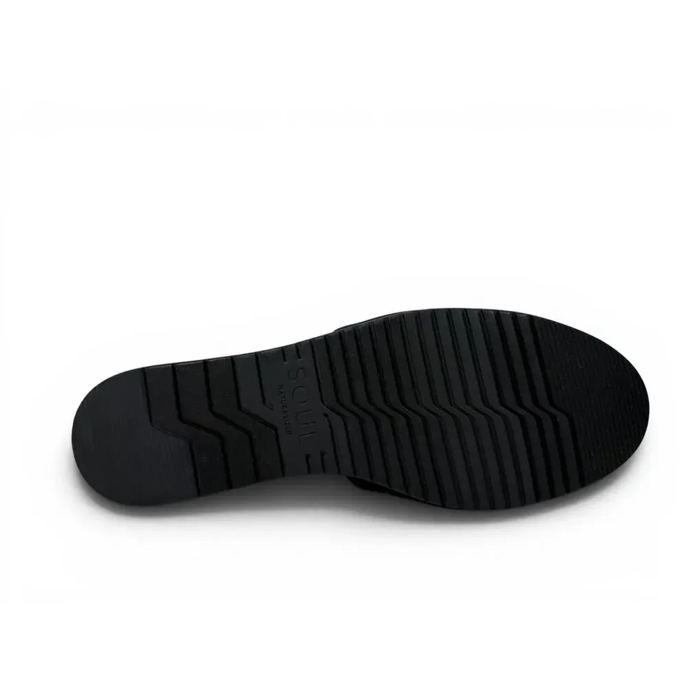 Soul Naturalizer Intro Flat Wedge Womens 8.5 W Black Comfort Slip On Ankle Strap